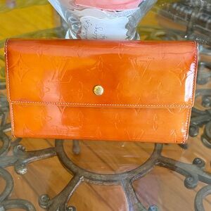 Louis Vuitton Shiny Orange Monogram Wallet